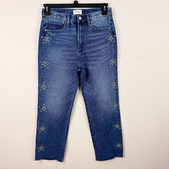 Driftwood Jeans Cropped Bootcut Rhinestone Gem Denim Size 26 - Picture 1 of 6